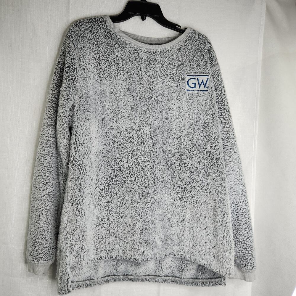 Fuzzy George Washington University GW Grey Sherpa Pullover 2XL Soft Crew Neck